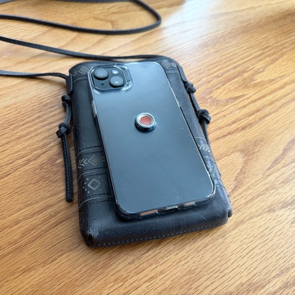 MW GENUINE LEATHER SLIM CROSSBODY PHONE PURSE BAG GRAY MAGNET CLOSURE NAUTICAL - Picture 4 of 6